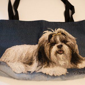 Womens Large Tote handbag with Dog photo Maltese